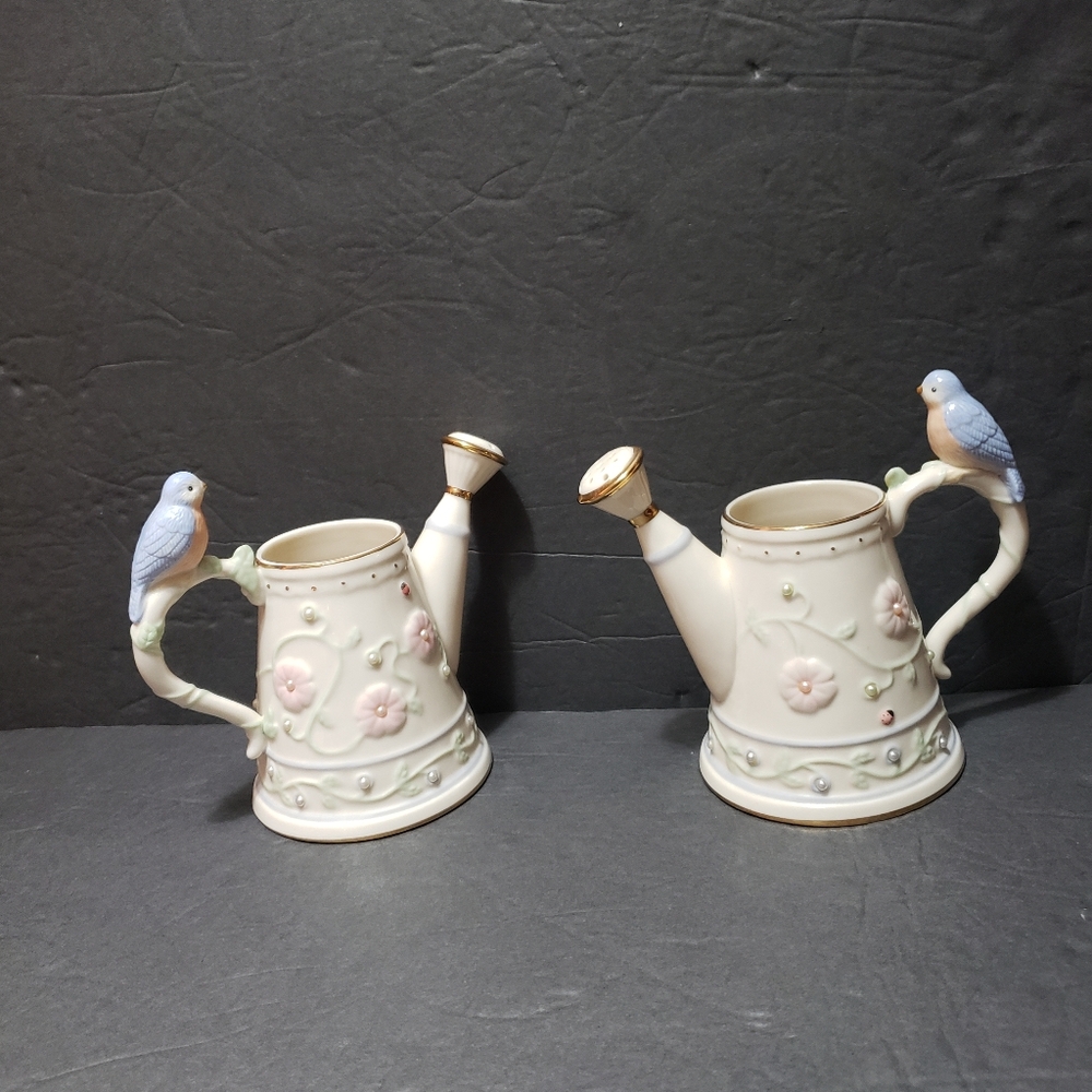 Set Of 2 LENOX *Petals And Pearls* Bluebird Bud Vase